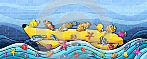 Underwater world Fun Banana Boat Wall Paint