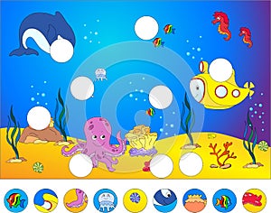 Underwater world and marine life: complete the puzzle