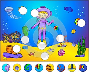 Underwater world and marine life: complete the puzzle