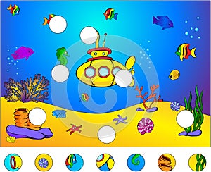 Underwater world and submarine: complete the puzzle