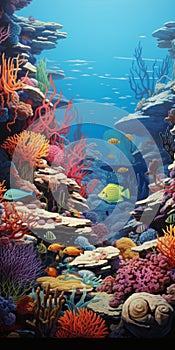 Underwater World: Vibrant Reef Painting In The Style Of Dalhart Windberg