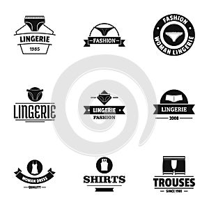 Underwear fashion logo set, simple style