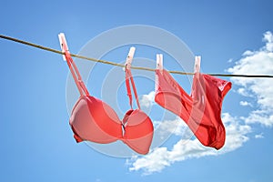 Underwear hanging on clothesline