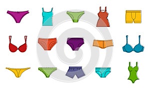 Underwear icon set, color outline style photo