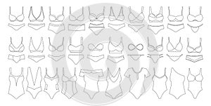 Underwear outline set icon.Vector illustration illustration lingerie on white background .Outline vector set icon