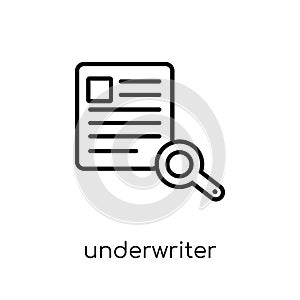 Underwriter (insurance) icon. Trendy modern flat linear vector U
