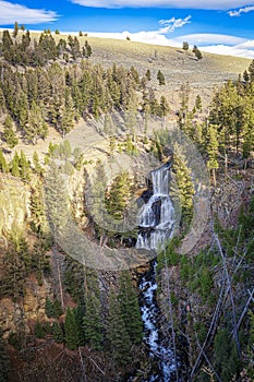 Undine Falls Portrait Landscape in Yellowstone National Park