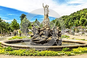 Undine Fountain in Kurpark in Baden bei Wien.