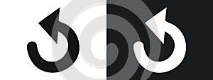 Undo arrow sign icon linear graphics set vector in black