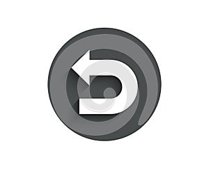 Undo arrow simple icon. Left turn.