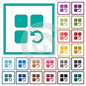 Undo component operation flat color icons with quadrant frames