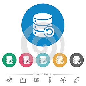 Undo database changes flat round icons