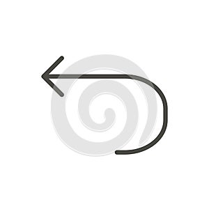 Undo icon vector. Line back symbol.