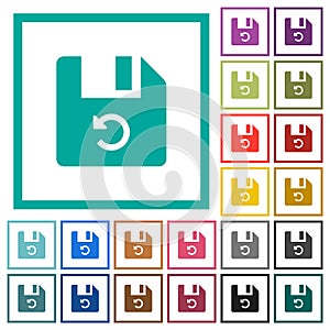 Undo last file operation flat color icons with quadrant frames