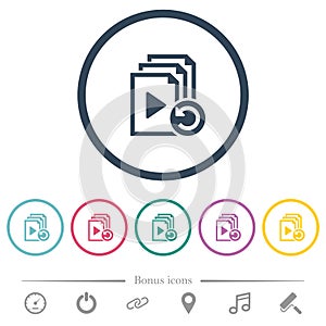 Undo last playlist operation flat color icons in round outlines