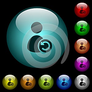 Undo user account changes icons in color illuminated glass buttons