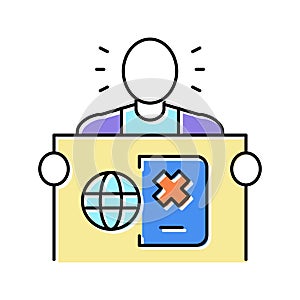 undocumented student color icon vector illustration