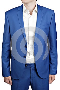 Undone two-button men dress bridegroom or prom, light blue color