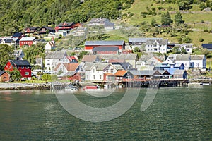 Undredal town and Aurlandsfjord