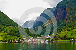 Undredal village Aurlandsfjord picturesque landscape Norway