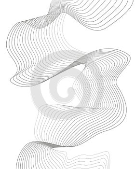 Grey Wave Swirl, frequency sound wave, twisted curve lines with blend effect.
