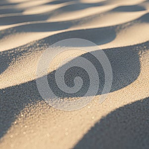 Undulating sand dunes create a pattern of light and shadow, with a soft texture and fine