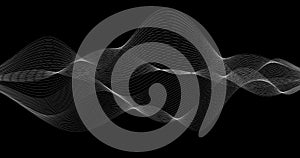 Lines wave of particles in Geography illustration on Black Background