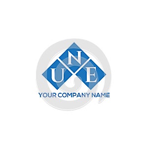 UNE letter logo design on WHITE background. UNE creative initials letter logo concept. photo
