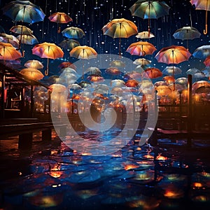 Unearthly Umbrellas: Rain of Light in the Galactic Ballet