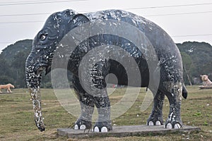 Unedited image of a artificial big elephant in a park