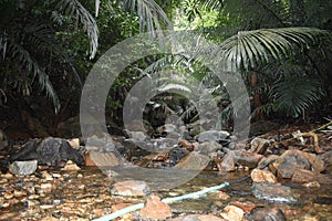 Unedited image of water stream flowing in rocky area