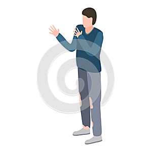 Unemployed young man icon, isometric style