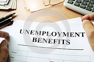 Unemployment benefits form. photo