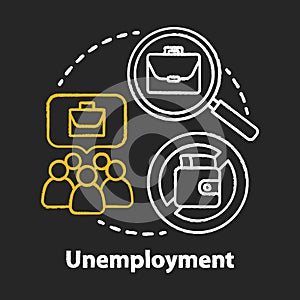 Unemployment chalk concept icon. Poverty idea. Joblessness. Jobless and unemployed people. Economy social problem