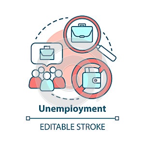 Unemployment concept icon. Poverty idea thin line illustration. Joblessness. Jobless and unemployed people. Economy