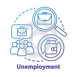 Unemployment concept icon. Poverty idea thin line illustration. Joblessness. Jobless and unemployed people. Economy