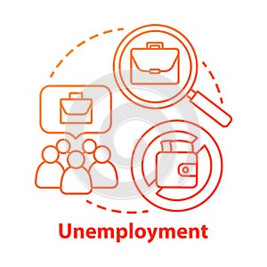Unemployment concept icon. Poverty idea thin line illustration. Joblessness. Jobless and unemployed people. Economy