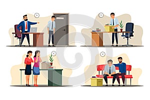 Vector character illustration unemployment concept