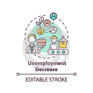 Unemployment decrease concept icon