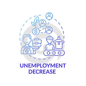 Unemployment decrease concept icon