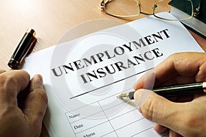 Unemployment insurance form. photo