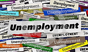 Unemployment Newspaper Headlines Jobless Rate Bad Economic News 3d Animation