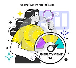 Unemployment rate indicator. Economy theory, percentage of the labor force