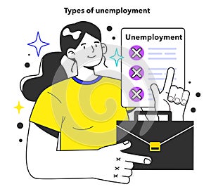 Unemployment types concept. Social problem of occupancy, job offer