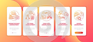 Unemployment types onboarding mobile app page screen with concepts photo