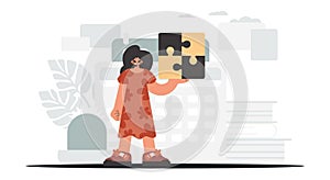 The unending woman is holding a overpower. Gather work subject. Trendy style, Vector Illustration