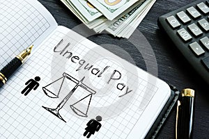 Unequal Pay is shown on the business photo using the text