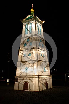 UNESCO Ancient Mosque of light at night In Melaka