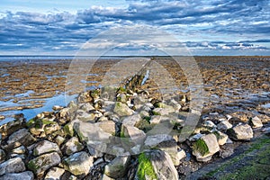 UNESCO-protected Wadden Sea between Ameland and Schiermonnikoog in the north of the Netherlands