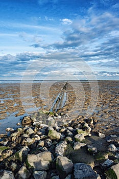 UNESCO-protected Wadden Sea between Ameland and Schiermonnikoog in the north of the Netherlands